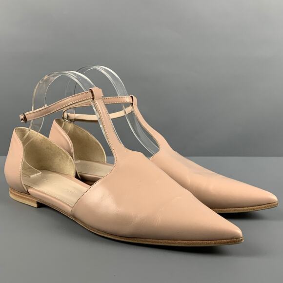 FREDA SALVADOR Size 9 Beige Leather T- Strap Flats - Picture 1 of 9